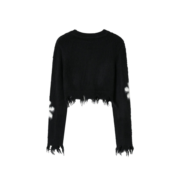 SomeSowe Destroy Tassel Flower Short Sweater - Mores Studio