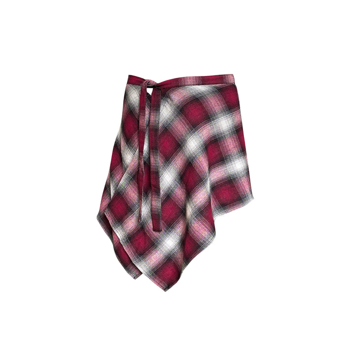 AsGony Retro Irregular Plaid Skirt Red