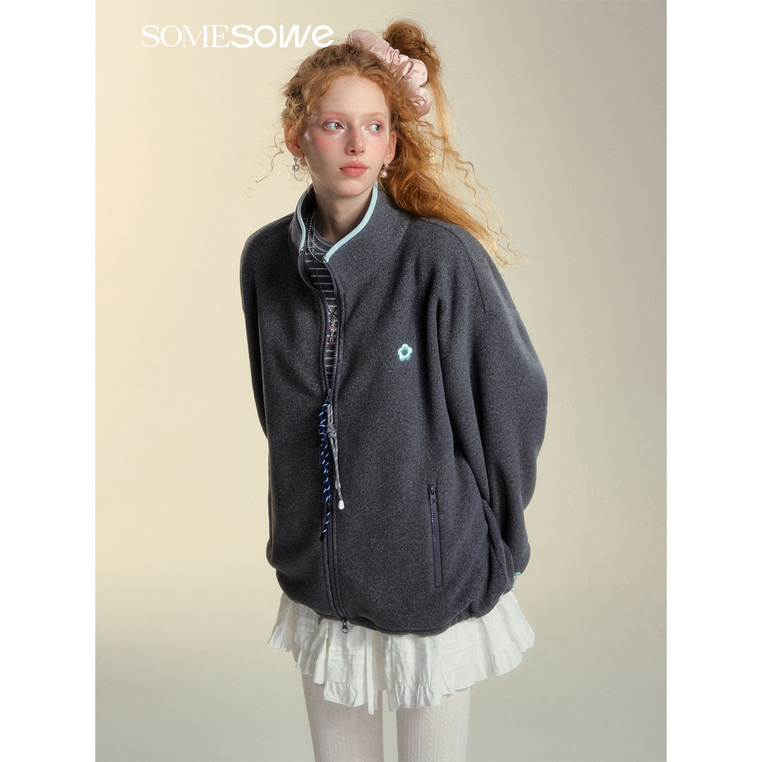 SomeSowe High Collar Fleece Casual Jacket Gray