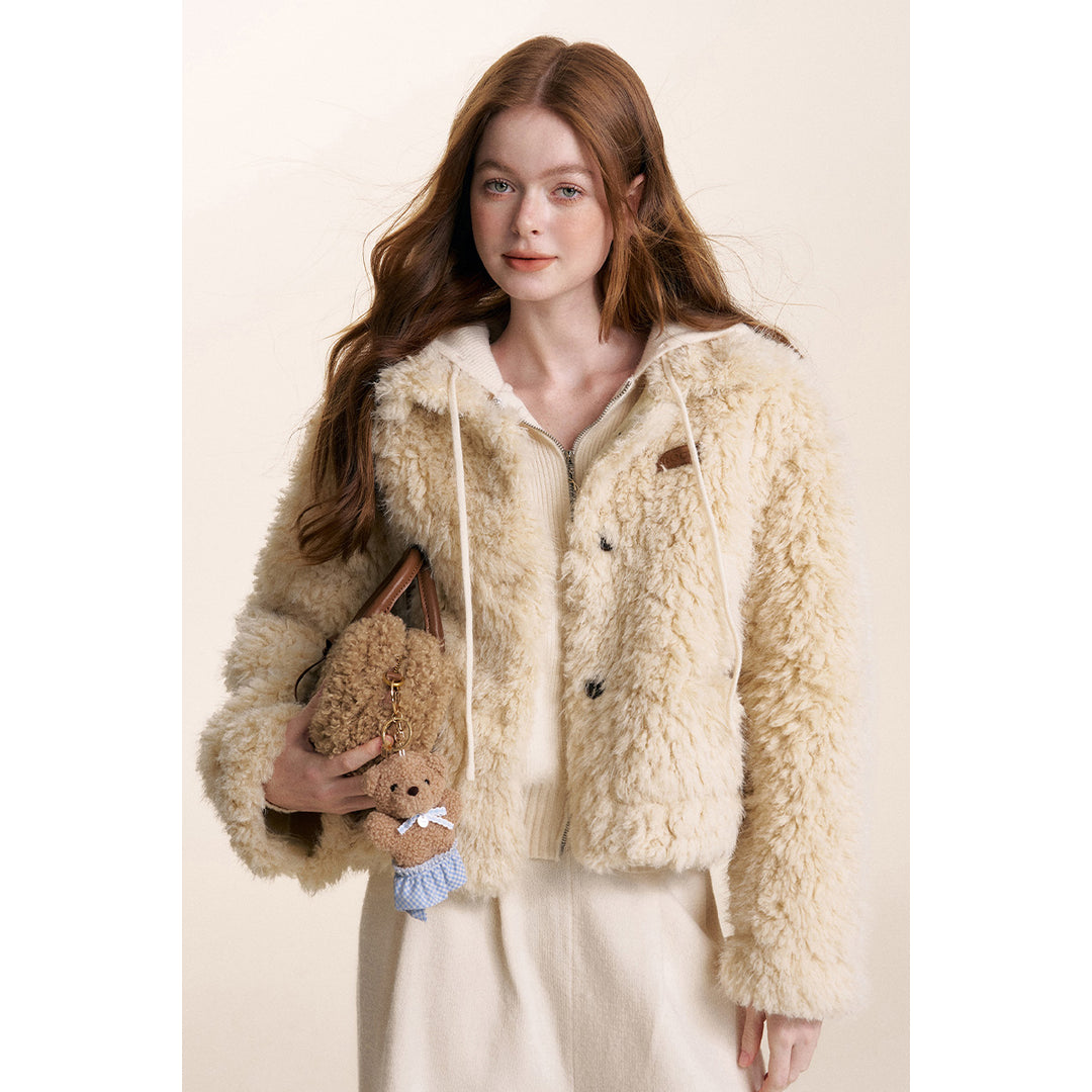 Kroche Curly-Fur Teddy Short Thicken Jacket