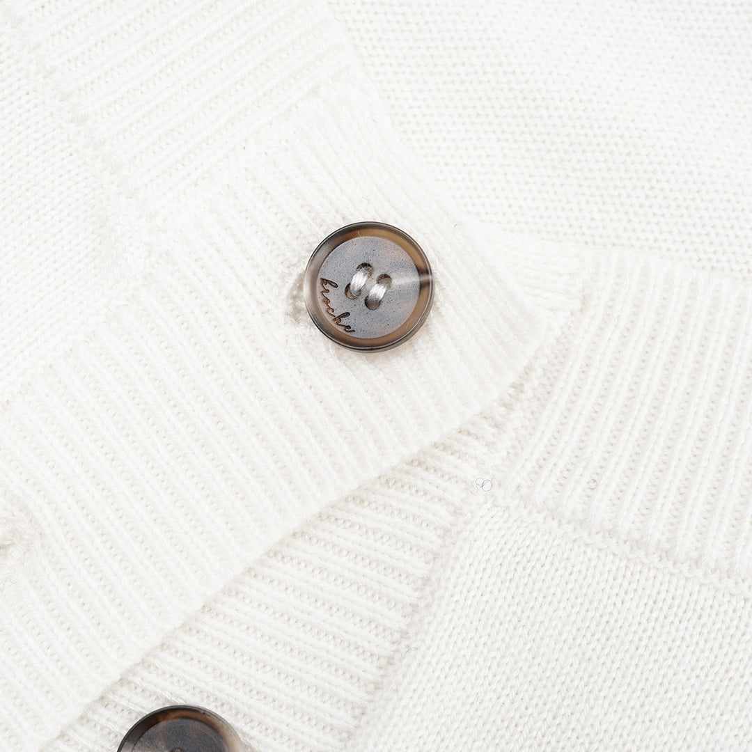 Kroche Classic Silk Wool Round-Neck Cardigan White - Mores Studio