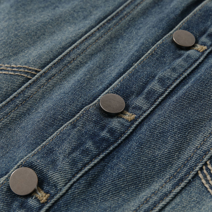 Three Quarters Vintage Washed Denim Jacket - Mores Studio