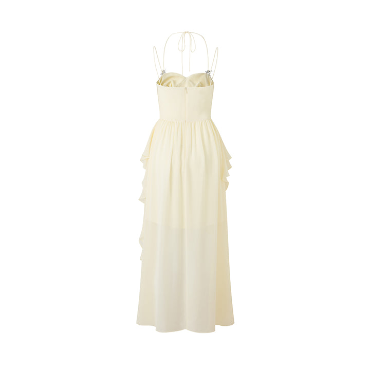 Diana Vevina Irregular Lace Sling Long Dress