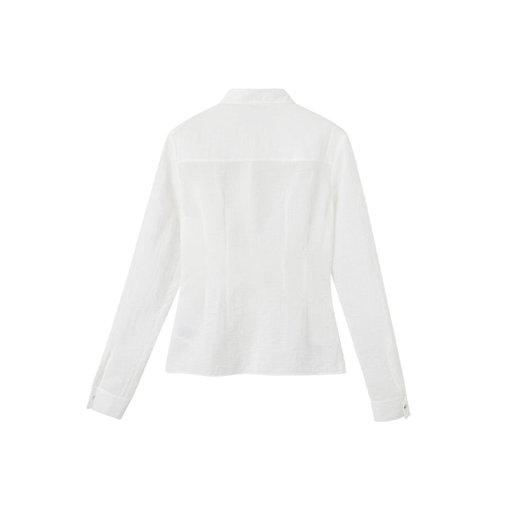 SomeSowe Bow Waisted Pleated Shirt White