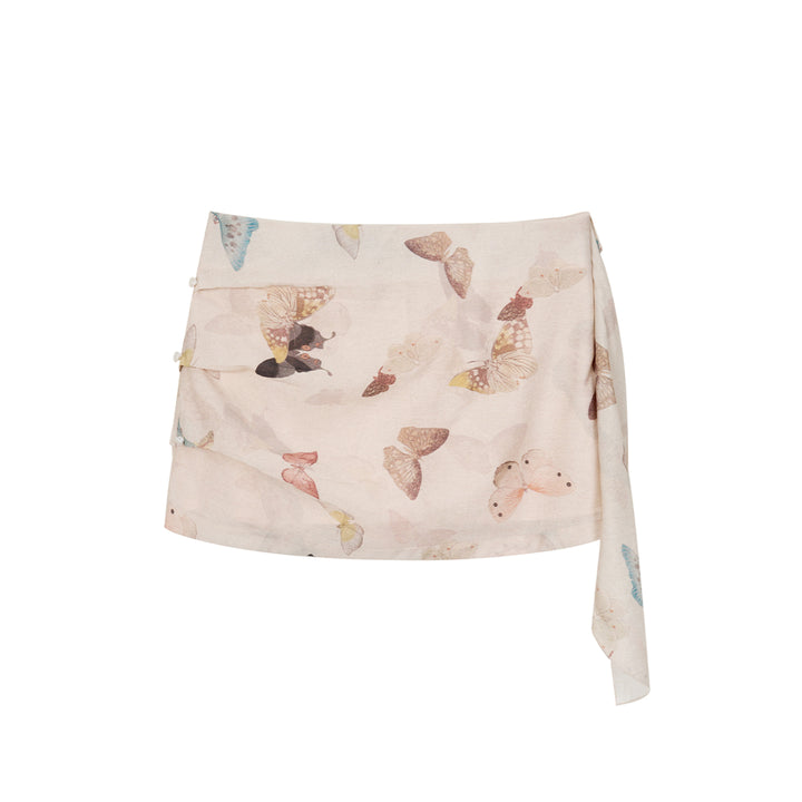 Via Pitti Butterfly Printed Ribbon Skirt