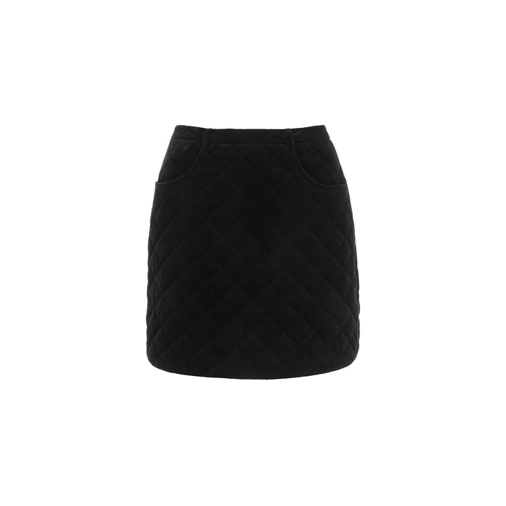 Rocha Roma Velvet Diamond Checked Skirt