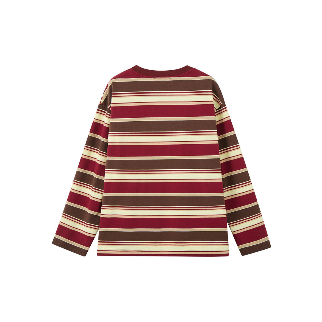 SomeSowe Retro Striped Long Sleeve T-Shirt Red