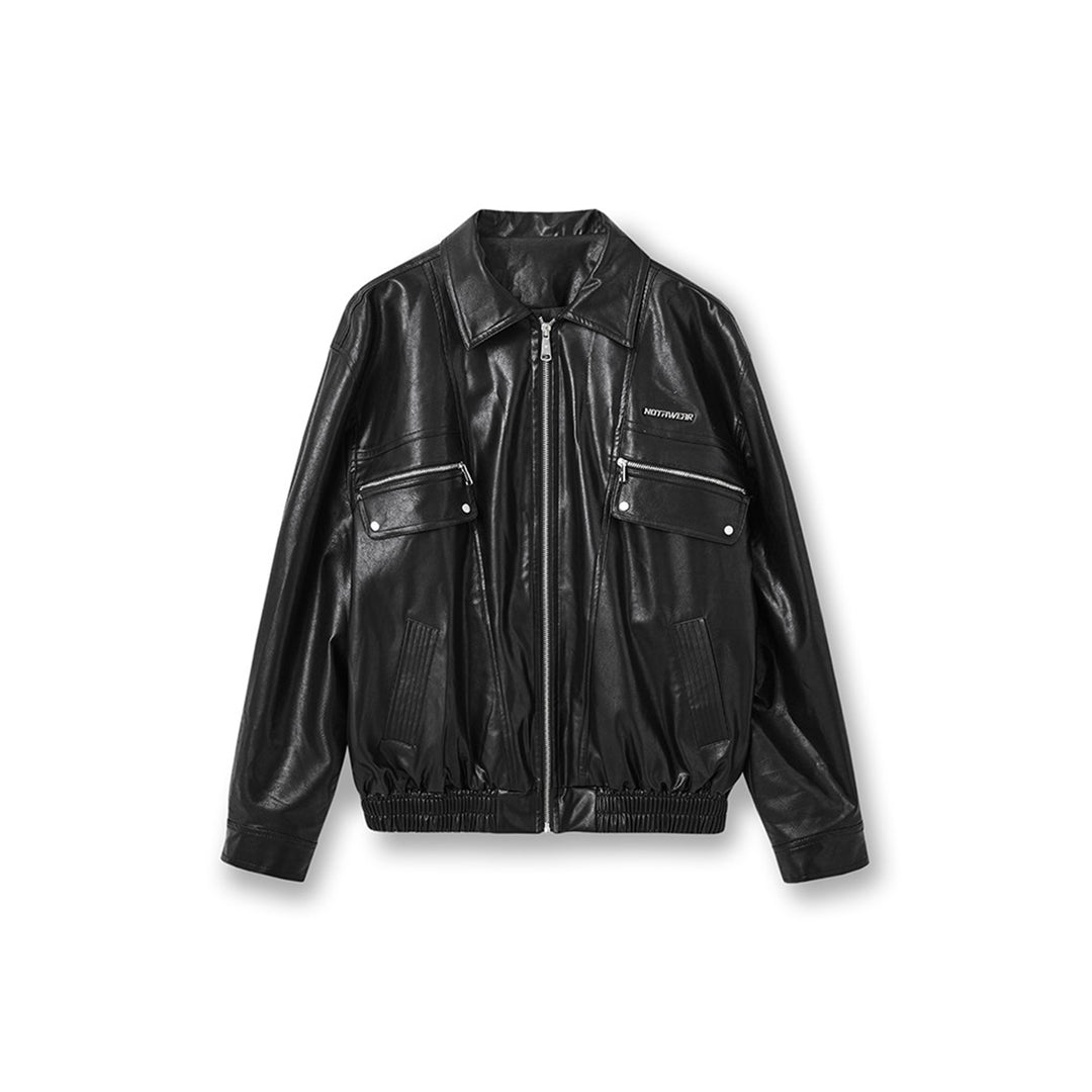 NotAwear Vintage Zipper Leather Jacket Black - Mores Studio