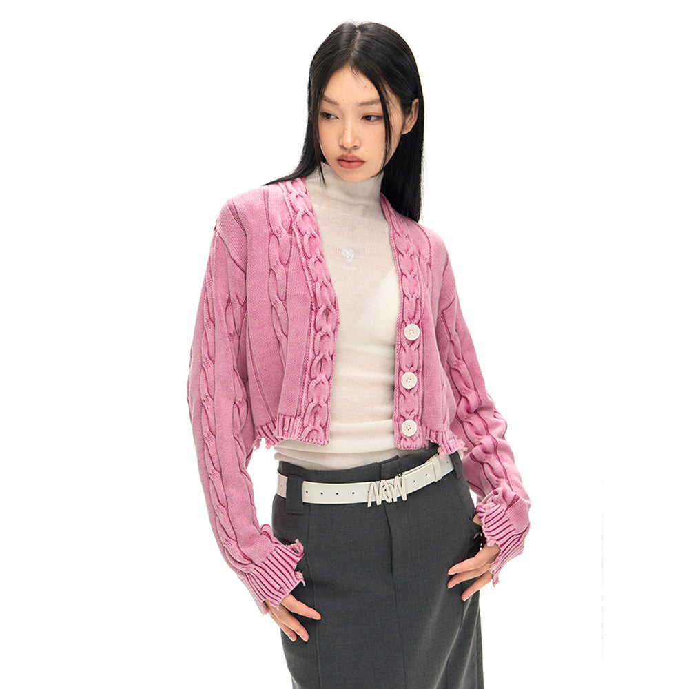 NotAwear Washed Pink Twisted Knit Cardigan - Mores Studio