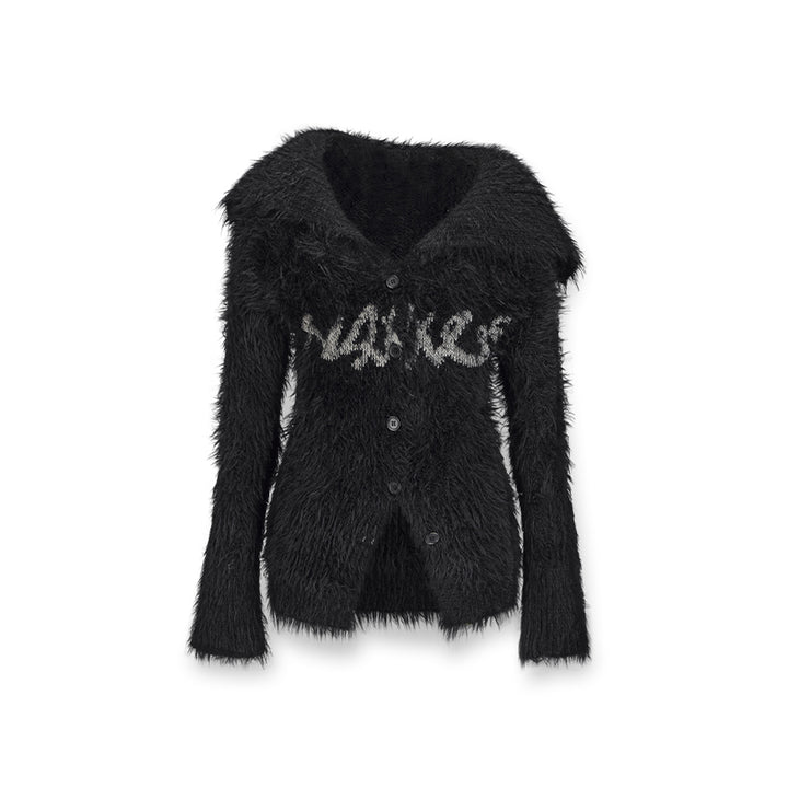 NotAwear Logo Embroidery Faux Mink Sweater Black - Mores Studio