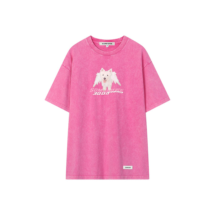 SomeSowe Puppy Batik Printed T-Shirt Pink