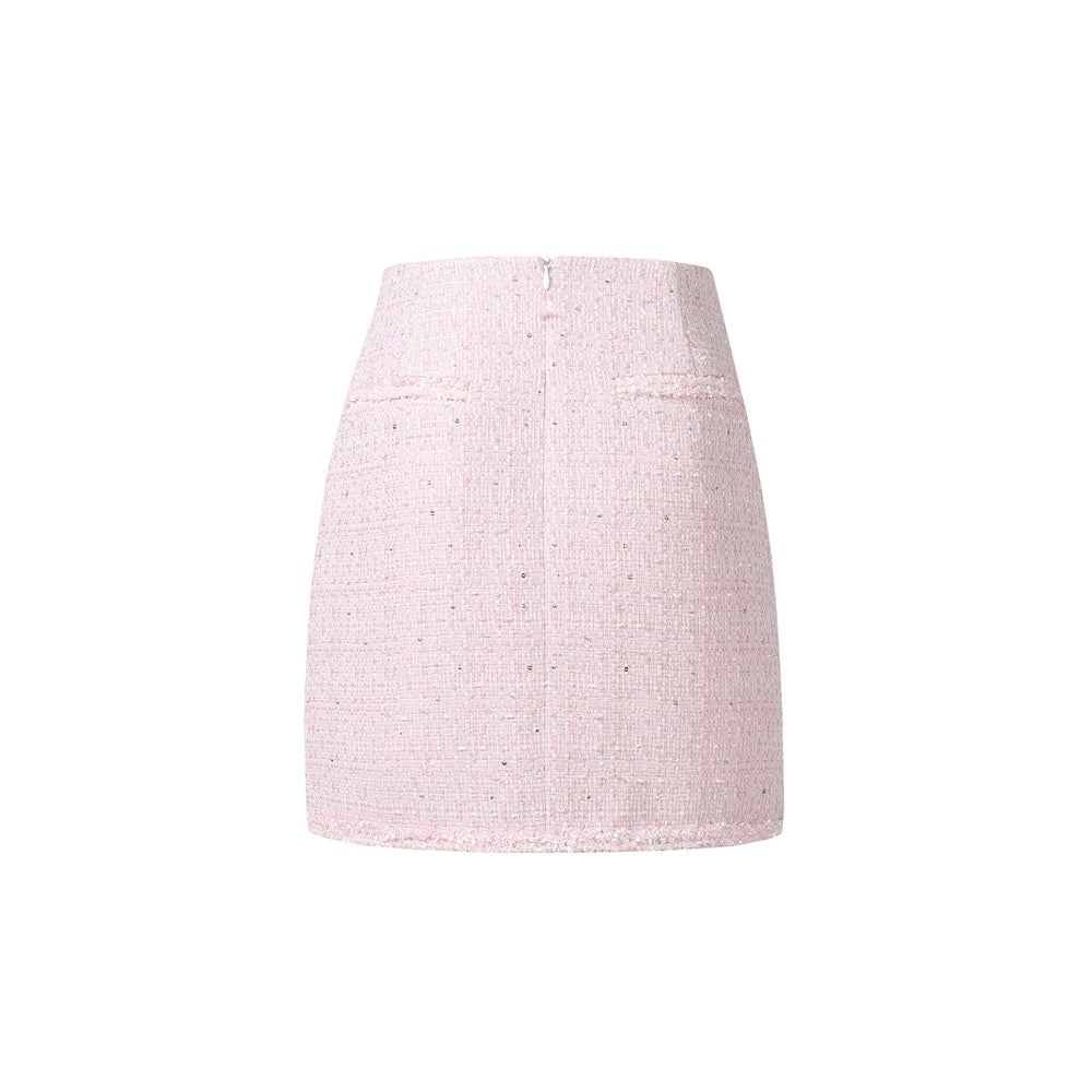 Three Quarters Wollen Tweed Split Skirt - Mores Studio