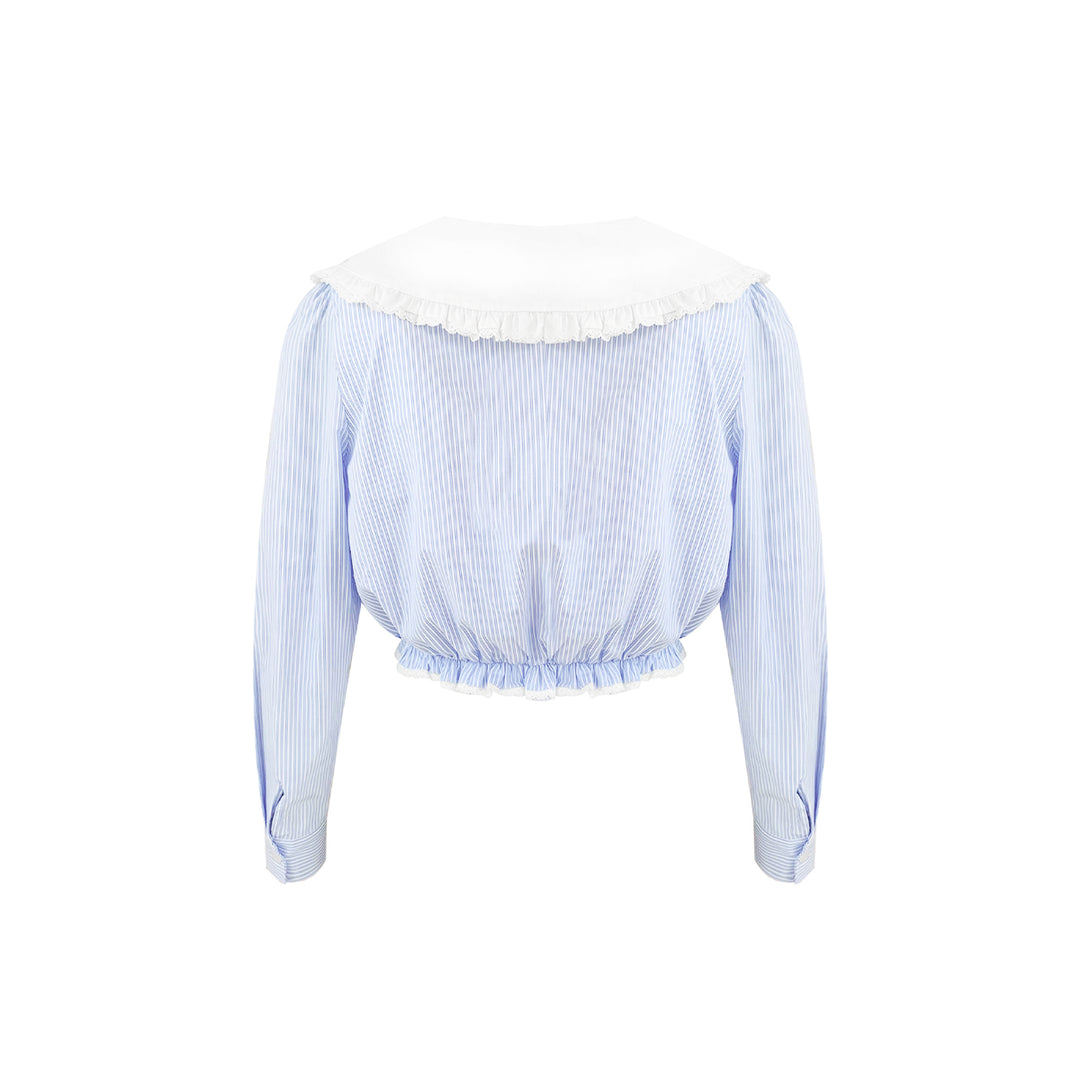 Kroche Doll Collar Hollow-Out Crop L/S Shirt Top - Mores Studio