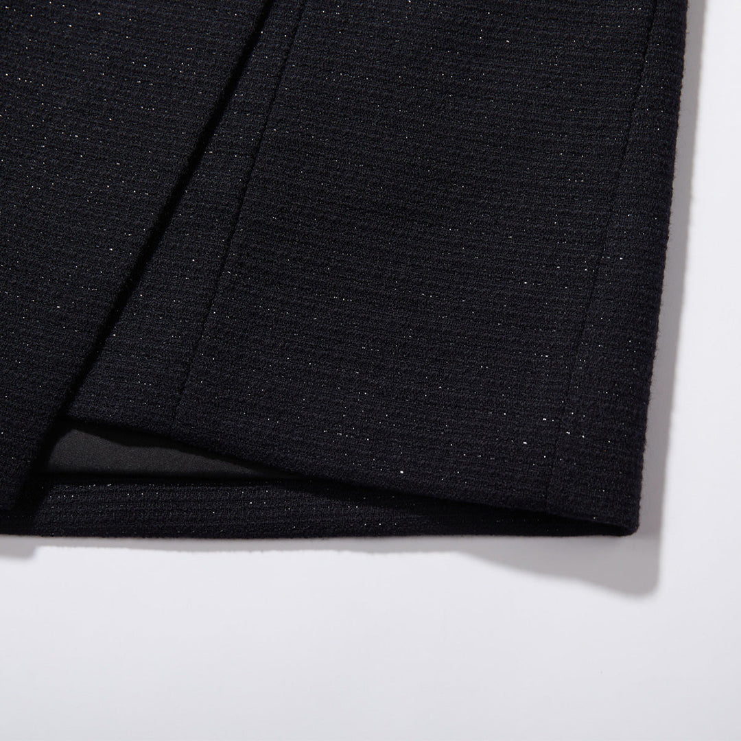 SomeSowe V-Neck Suit Vest & Irregular Skirt Shorts Set Black - Mores Studio