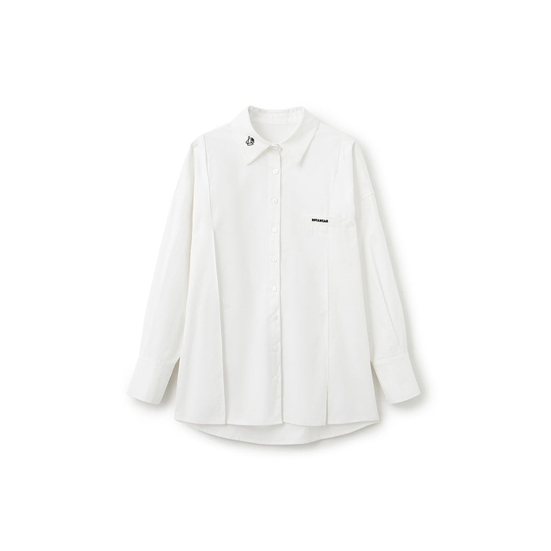 NotAwear Logo Embroidery Casual Oversized Shirt White - Mores Studio