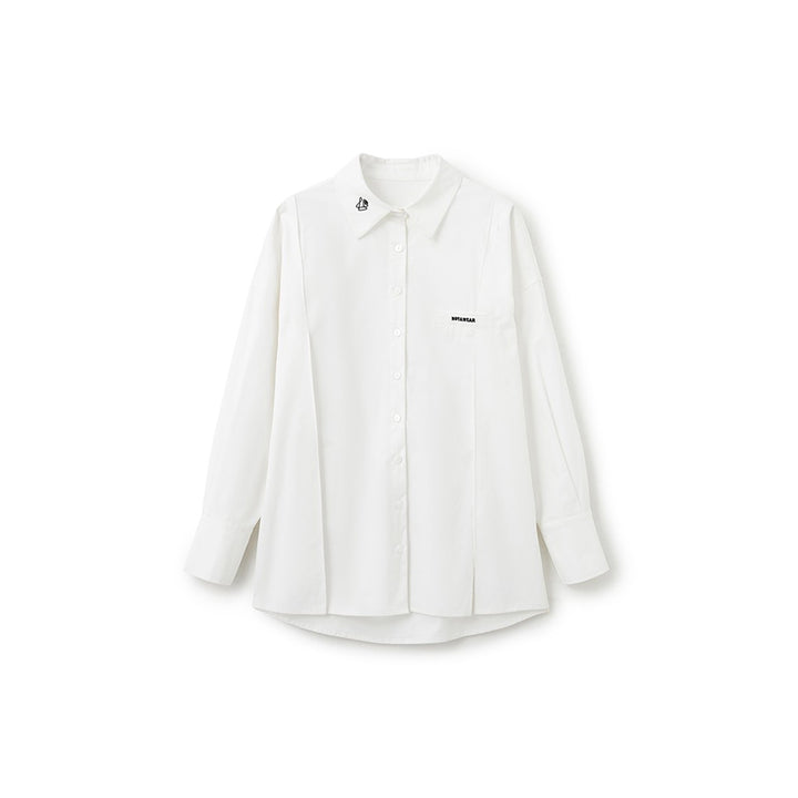 NotAwear Logo Embroidery Casual Oversized Shirt White - Mores Studio