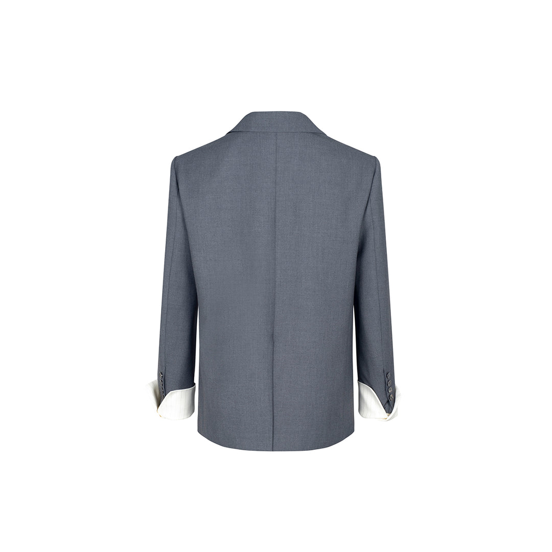 Three Quarters Logo Silver Thread Lining Casual Blazer - Mores Studio