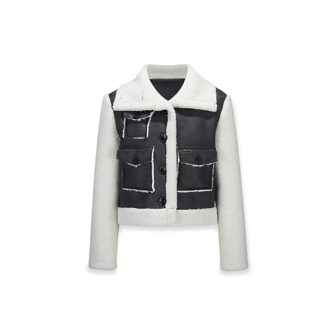 NotAwear Woolen Fleeced Leather Jacket Black - Mores Studio