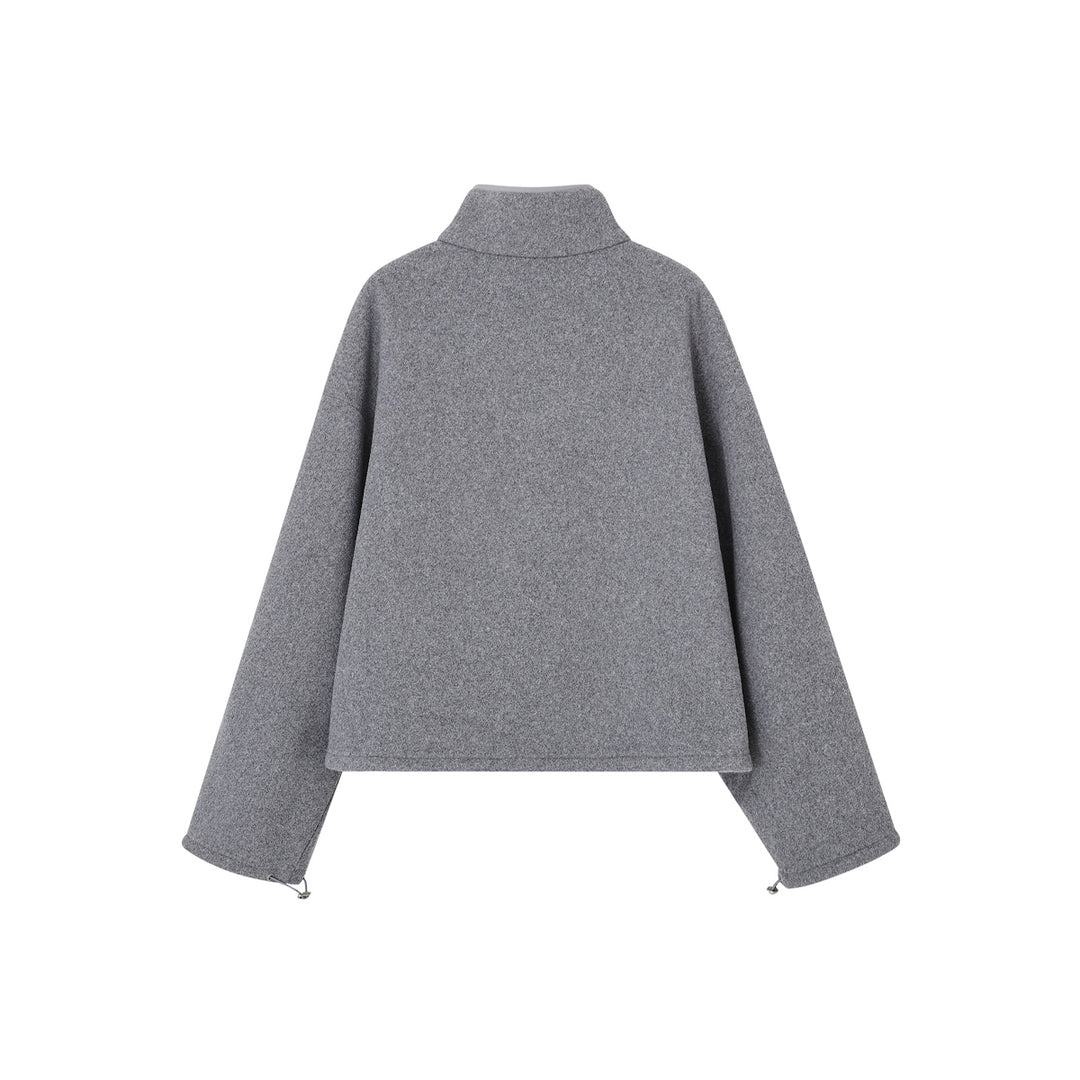 SomeSowe Lace Patchwork Fleece Sweatshirt Gray