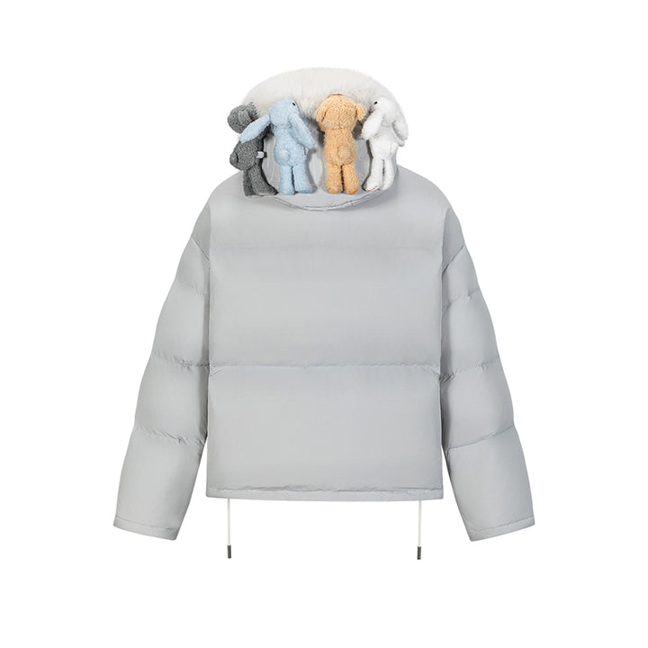 13De Marzo Plush Bear Friends Down Jacket Light Grey