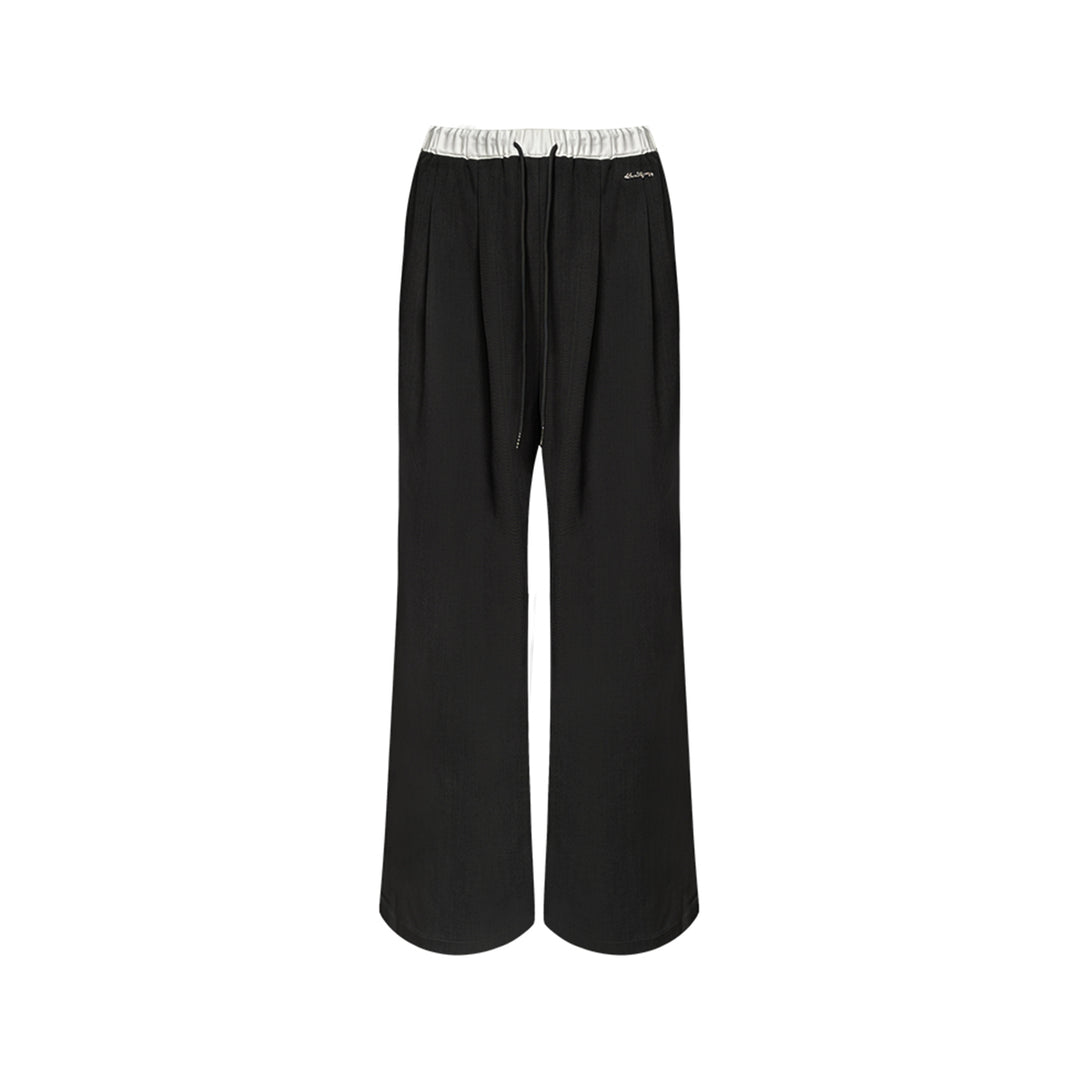 AsGony Panelled Elastic-Waisted Draped Suit Pants Black