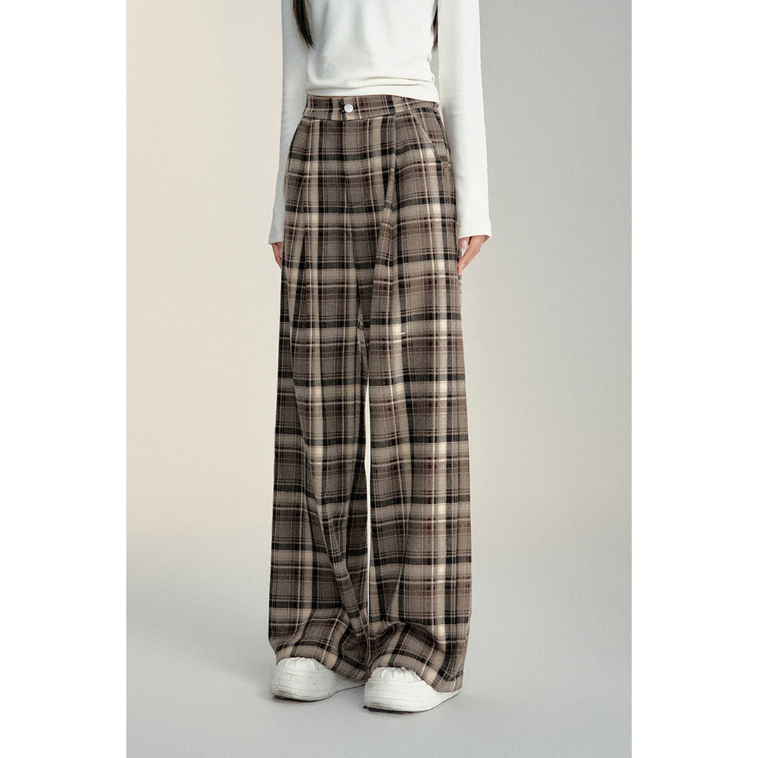 MacyMccoy Retro Plaid Loose Wide-Leg Pants