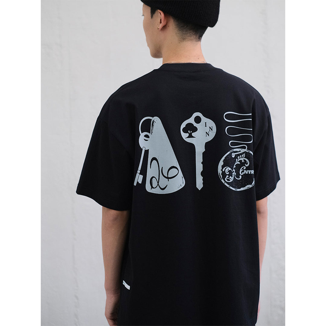 MANUFACTURE Keys Logo Printed T-Shirt Black