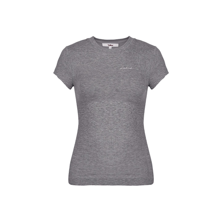 Liilou Clean-Fit Basic Slim T-Shirt Top Grey