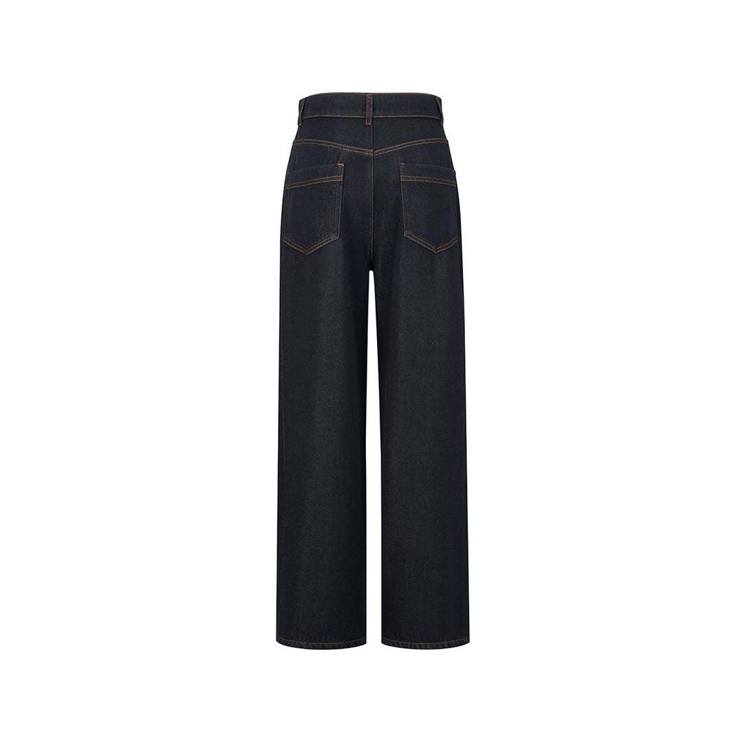 Three Quarters Drawstring Straight-Leg Fleece-Lined Jeans