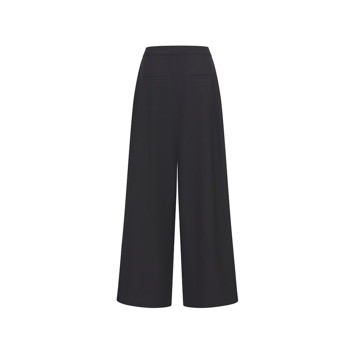 Three Quarters Wrinkled Wide-Leg Suit Pants Black