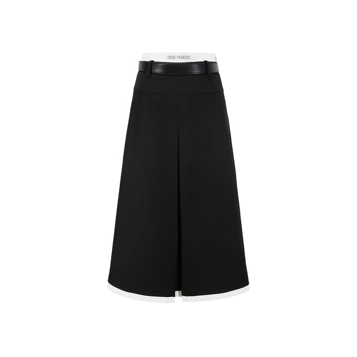 13De Marzo Base Pleated Long Skirt Black