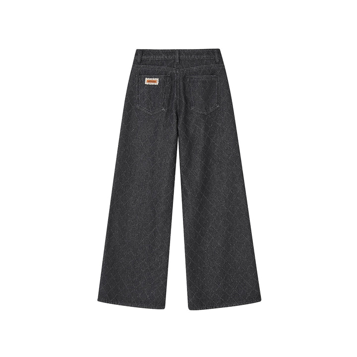 SomeSowe Checkered Jacquard Straight-Leg Jeans Black