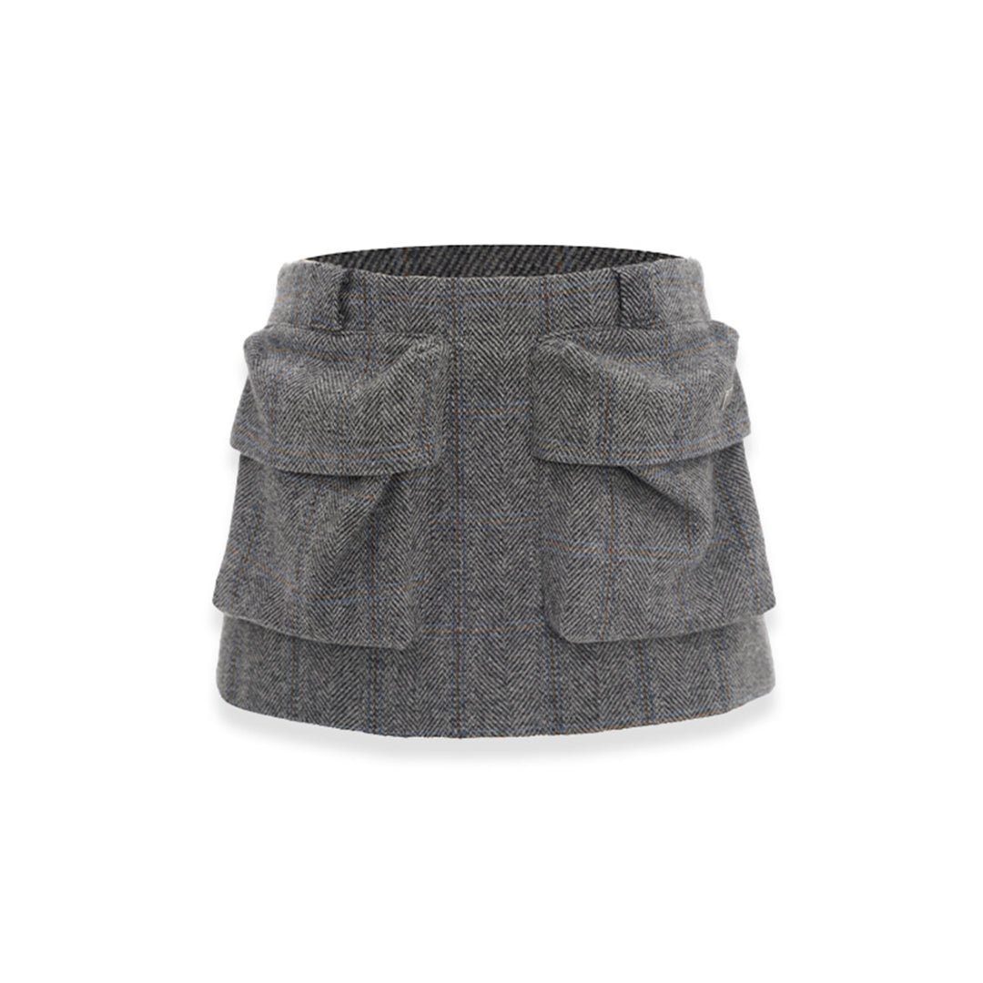 NotAwear Ivy Style Woolen Cargo Skirt Shorts Grey