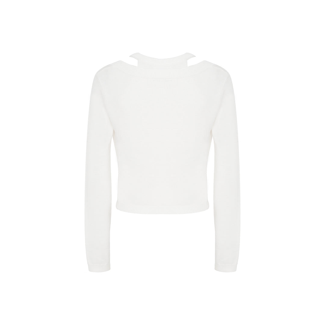 Kroche Camellia Silk Wool Twin-Set Top White