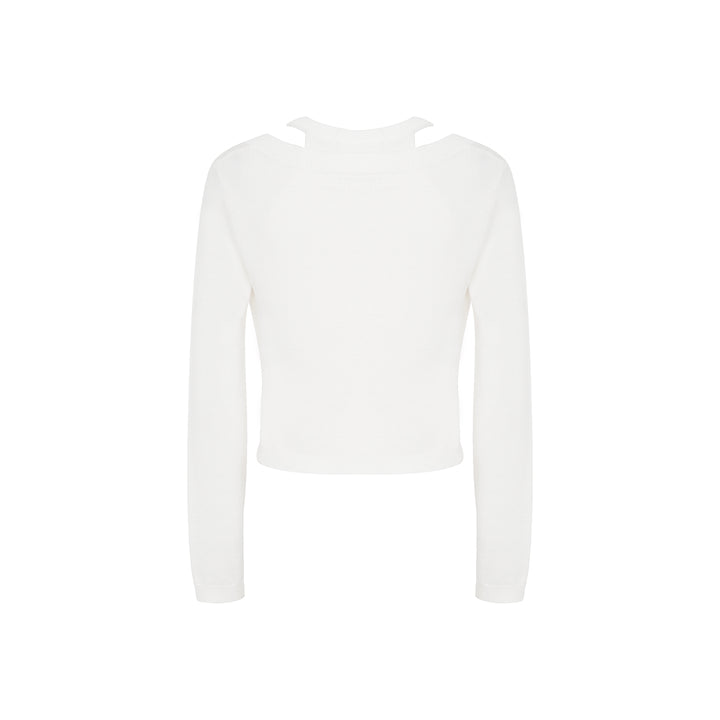 Kroche Camellia Silk Wool Twin-Set Top White