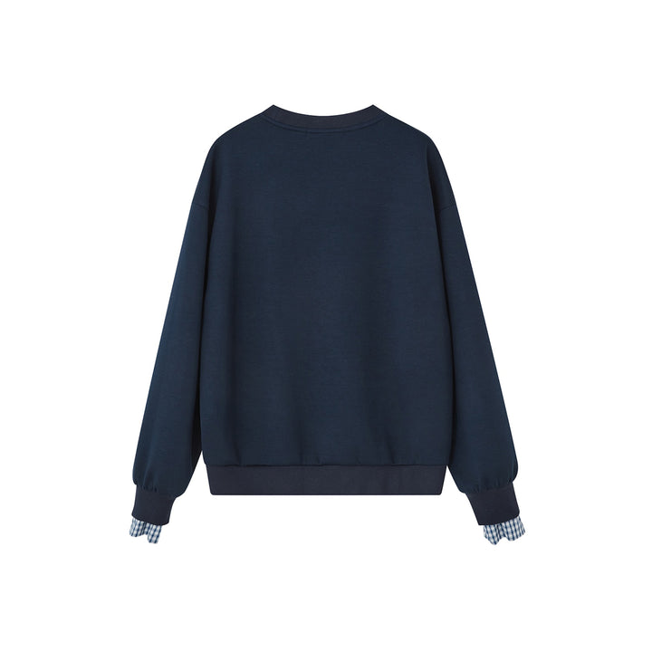 SomeSowe Origami Bow Embroidery Sweatshirt Blue