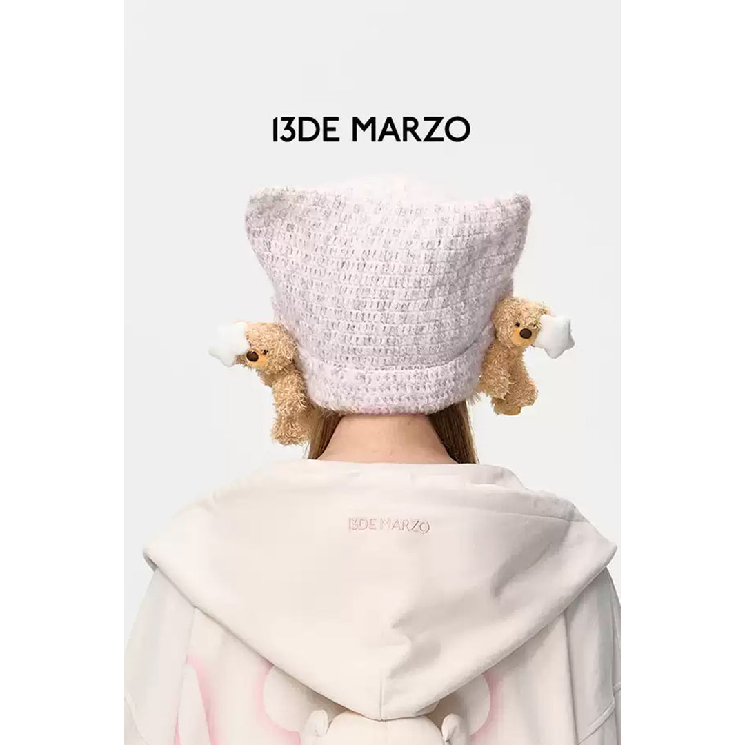 13De Marzo Luminous Star Bear Knit Hat Pink