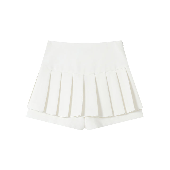 SomeSowe Preppy Lace-Up Pleated Skirt White