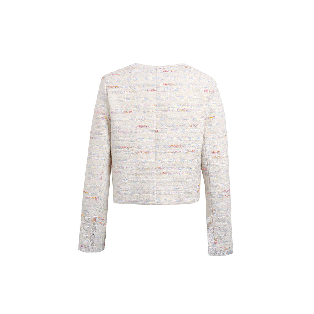 Wildshodow Tassel Colorful Tweed Jacket White - Mores Studio