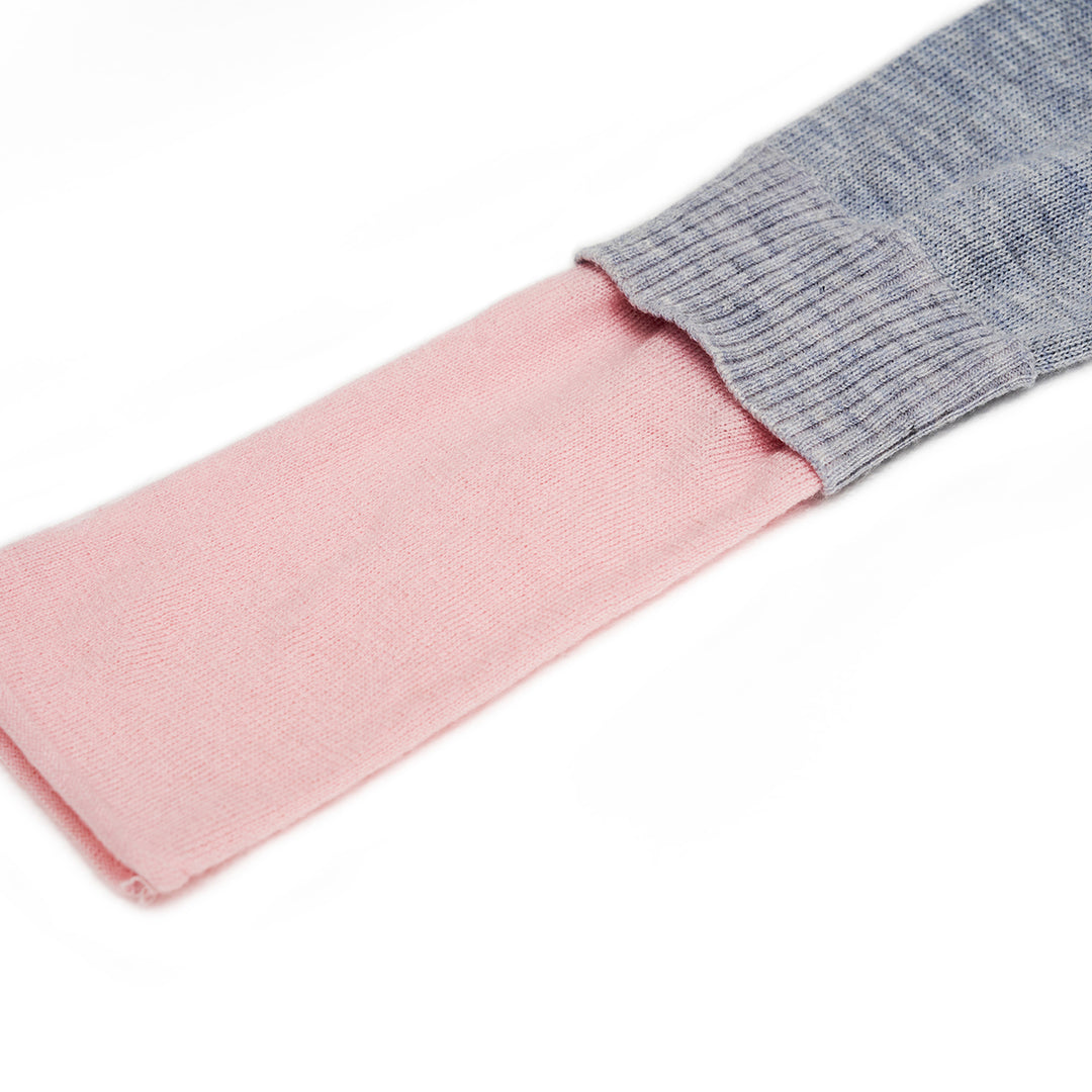 Kroche Color Blocked Cuff Woollen Knit Top Grey - Mores Studio