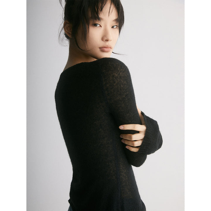 IFIK Vented Slim Knit Cardigan Black - Mores Studio