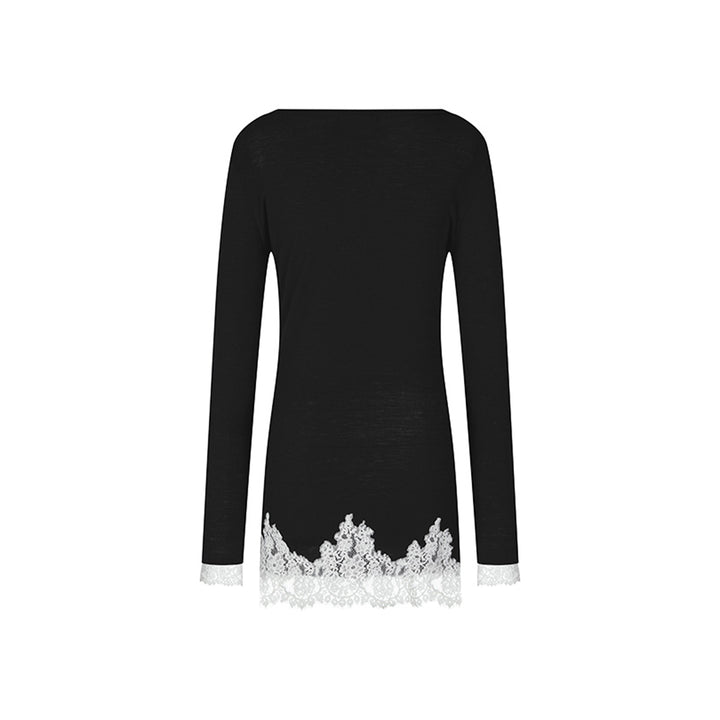 Herlian Lace Edge Slim-Fit Dress Black