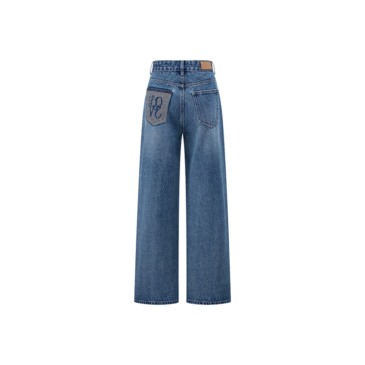 MacyMccoy Heart Pocket Wide-Leg Denim Jeans