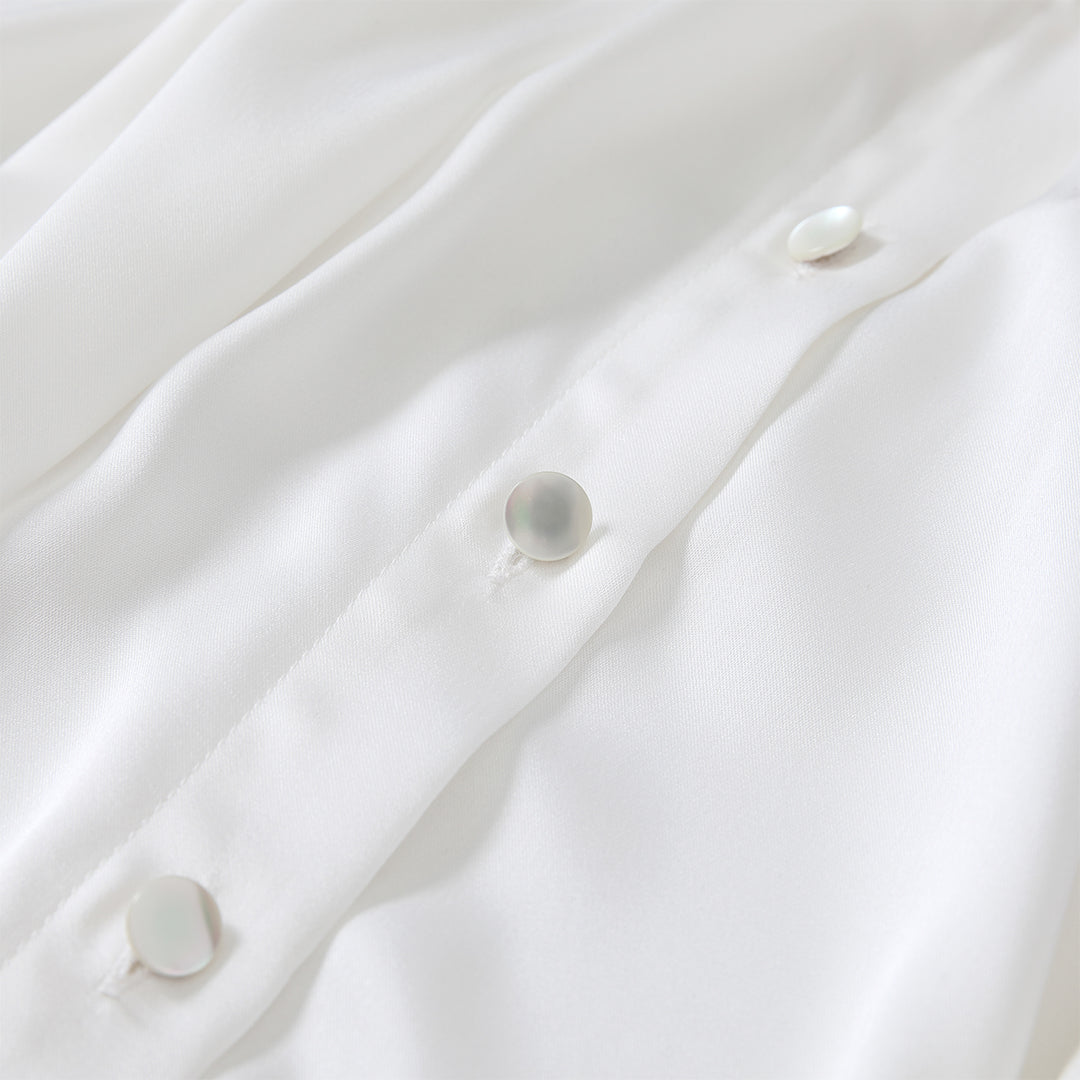 Three Quarters Binding Bow-Knot Shirt White - Mores Studio