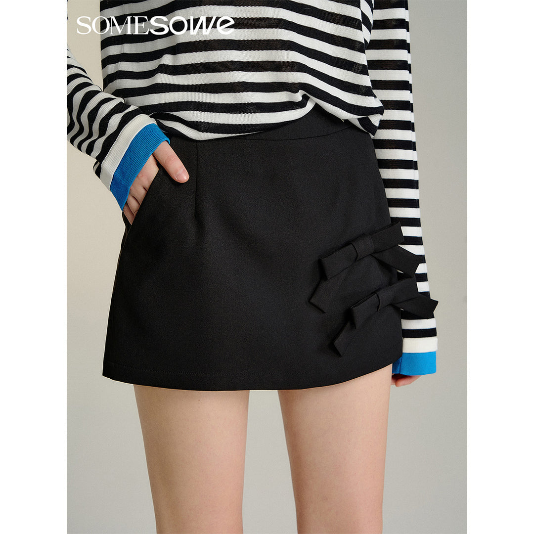 SomeSowe 3D Bow A-Line Mini Skirt Black