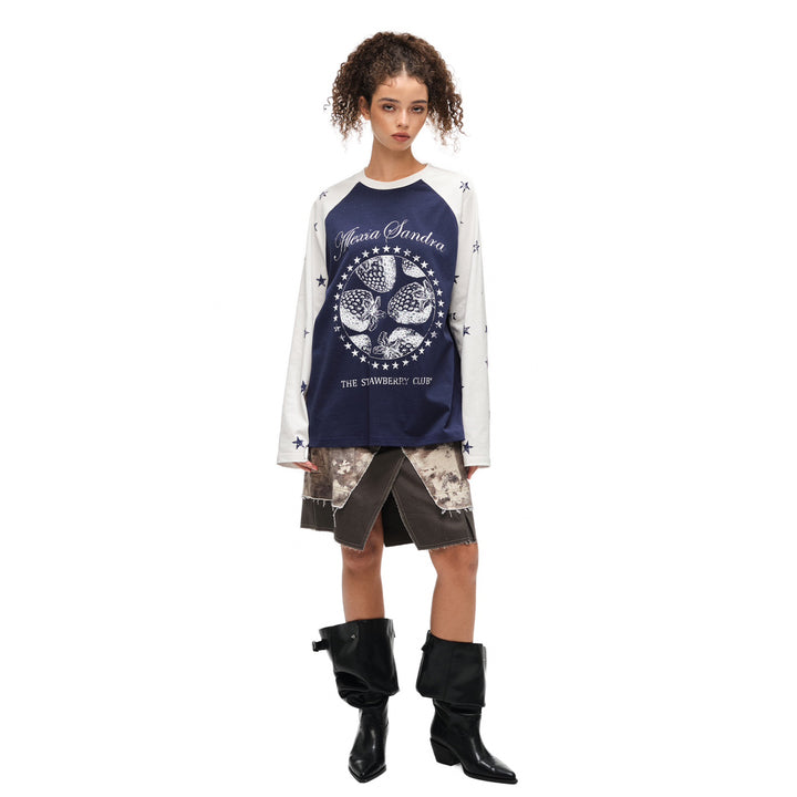 Alexia Sandra Strawberry Star Printed Raglan L/S Tee