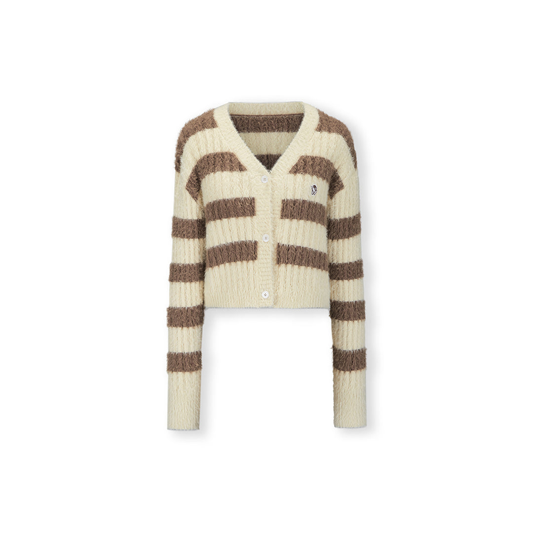 NotAwear Color Blocked Striped Knit Cardigan Brown - Mores Studio