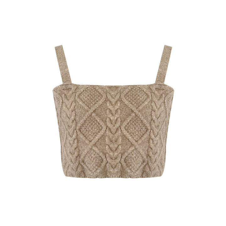 Liilou Embridery Twisted Knit Vest & Cardigan Set