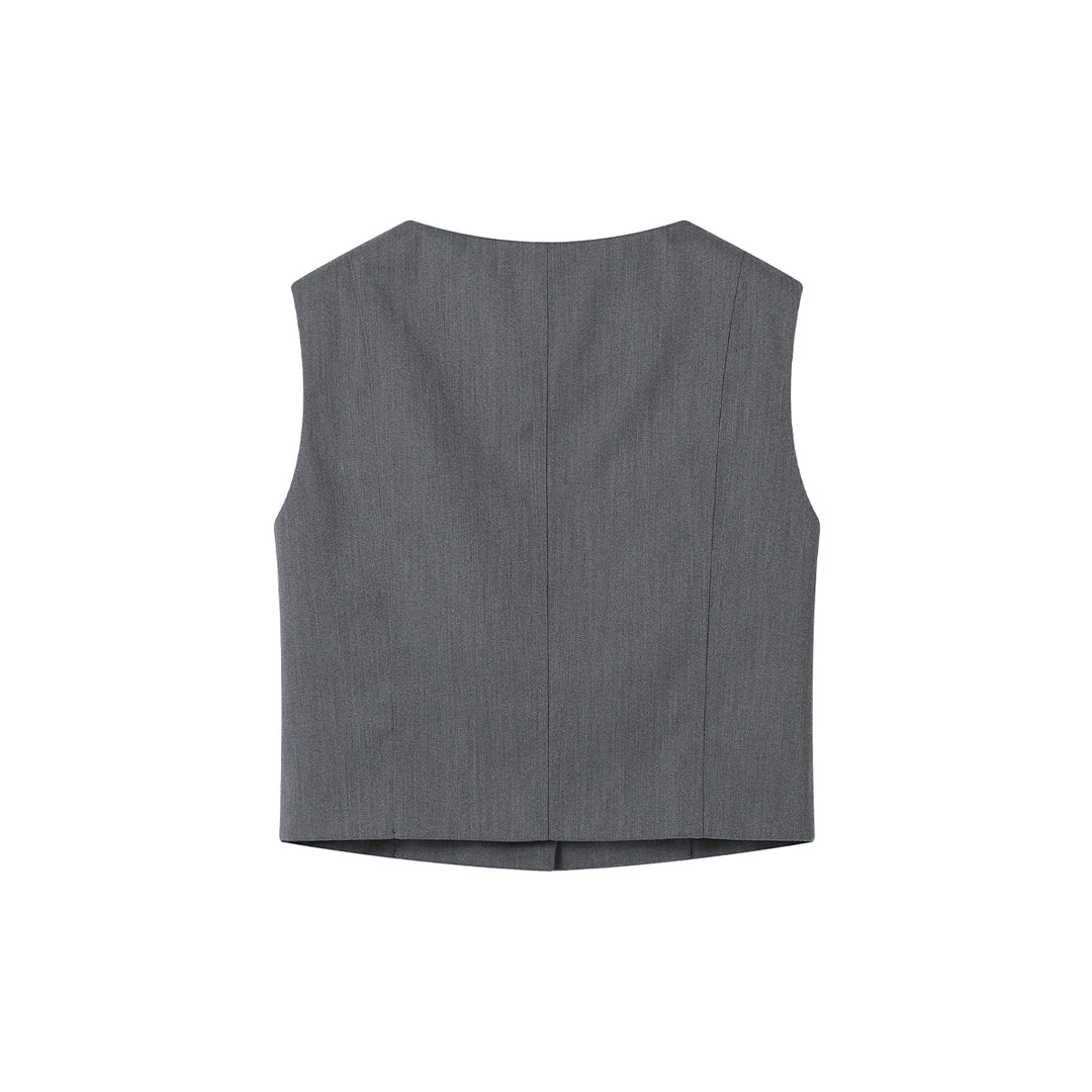 SomeSowe Lace Up Bow Vest Top Grey