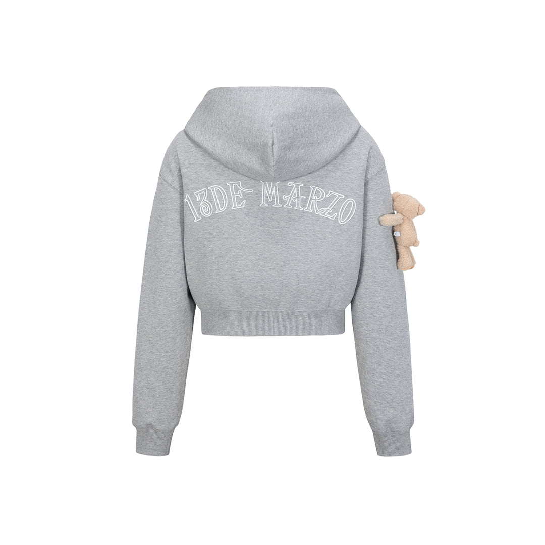 13De Marzo Doozoo Embroidery Logo Short Hoodie Gray